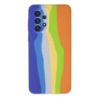 Newface Samsung Galaxy A73 5G Kılıf Ebruli Lansman Silikon - Mavi-Turuncu