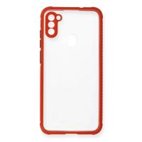 Newface Samsung Galaxy A11 Kılıf Miami Şeffaf Silikon - Kırmızı