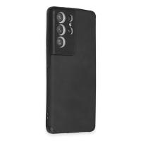 Newface Samsung Galaxy S21 Ultra Kılıf Loop Deri Silikon - Siyah