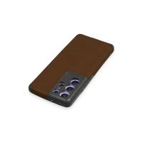 Newface Samsung Galaxy S21 Ultra Kılıf Loop Deri Silikon - Kahverengi