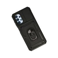 Newface Samsung Galaxy A23 4G Kılıf Pars Lens Yüzüklü Silikon - Siyah