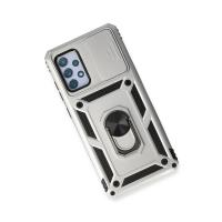 Newface Samsung Galaxy A73 5G Kılıf Pars Lens Yüzüklü Silikon - Gümüş