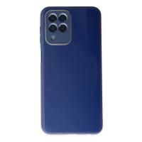 Newface Samsung Galaxy M33 Kılıf Glass Kapak - Lacivert