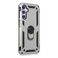 Newface Samsung Galaxy A14 4G Kılıf Sofya Yüzüklü Silikon Kapak - Gümüş