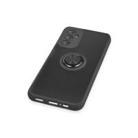 Newface Samsung Galaxy A14 4G Kılıf Montreal Yüzüklü Silikon Kapak - Siyah