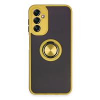 Newface Samsung Galaxy A14 4G Kılıf Montreal Yüzüklü Silikon Kapak - Sarı