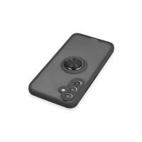 Newface Samsung Galaxy A34 5G Kılıf Montreal Yüzüklü Silikon Kapak - Siyah