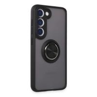 Newface Samsung Galaxy S23 Kılıf Montreal Yüzüklü Silikon Kapak - Siyah