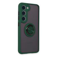 Newface Samsung Galaxy S23 Kılıf Montreal Yüzüklü Silikon Kapak - Yeşil