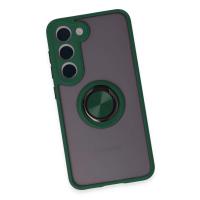 Newface Samsung Galaxy S23 Kılıf Montreal Yüzüklü Silikon Kapak - Yeşil
