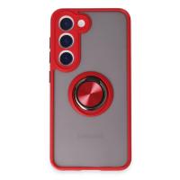 Newface Samsung Galaxy S23 Kılıf Montreal Yüzüklü Silikon Kapak - Kırmızı