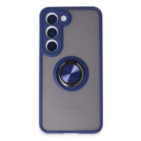 Newface Samsung Galaxy S23 Kılıf Montreal Yüzüklü Silikon Kapak - Lacivert