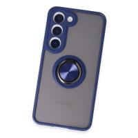 Newface Samsung Galaxy S23 Kılıf Montreal Yüzüklü Silikon Kapak - Lacivert