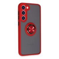 Newface Samsung Galaxy S23 Plus Kılıf Montreal Yüzüklü Silikon Kapak - Kırmızı