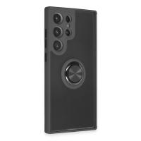 Newface Samsung Galaxy S23 Ultra Kılıf Montreal Yüzüklü Silikon Kapak - Siyah