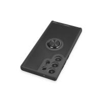 Newface Samsung Galaxy S23 Ultra Kılıf Montreal Yüzüklü Silikon Kapak - Siyah