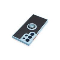 Newface Samsung Galaxy S23 Ultra Kılıf Montreal Yüzüklü Silikon Kapak - Buz Mavi