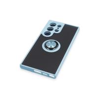 Newface Samsung Galaxy S23 Ultra Kılıf Montreal Yüzüklü Silikon Kapak - Buz Mavi