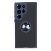 Newface Samsung Galaxy S23 Ultra Kılıf Montreal Yüzüklü Silikon Kapak - Lacivert