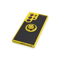 Newface Samsung Galaxy S23 Ultra Kılıf Montreal Yüzüklü Silikon Kapak - Sarı