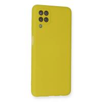 Newface Samsung Galaxy A12 Kılıf Nano içi Kadife Silikon - Sarı