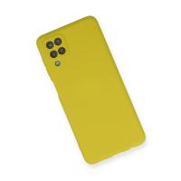 Newface Samsung Galaxy A12 Kılıf Nano içi Kadife Silikon - Sarı