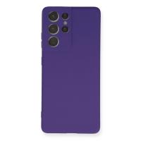 Newface Samsung Galaxy S21 Ultra Kılıf Nano içi Kadife Silikon - Mor