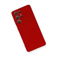 Newface Samsung Galaxy S21 Ultra Kılıf Nano içi Kadife Silikon - Kırmızı