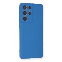 Newface Samsung Galaxy S21 Ultra Kılıf Nano içi Kadife Silikon - Mavi