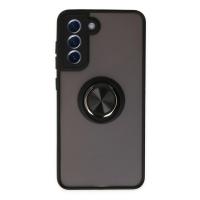 Newface Samsung Galaxy S21 FE Kılıf Montreal Yüzüklü Silikon Kapak - Siyah