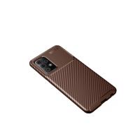 Newface Samsung Galaxy A52 Kılıf Auto Focus Karbon Kapak - Kahverengi