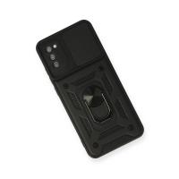 Newface Samsung Galaxy A02S Kılıf Pars Lens Yüzüklü Silikon - Siyah