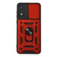 Newface Samsung Galaxy A02 Kılıf Pars Lens Yüzüklü Silikon - Kırmızı