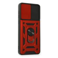 Newface Samsung Galaxy A02 Kılıf Pars Lens Yüzüklü Silikon - Kırmızı