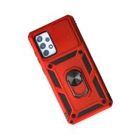 Newface Samsung Galaxy A52 Kılıf Pars Lens Yüzüklü Silikon - Kırmızı