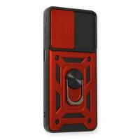 Newface Samsung Galaxy A12 Kılıf Pars Lens Yüzüklü Silikon - Kırmızı