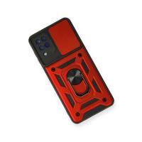 Newface Samsung Galaxy A12 Kılıf Pars Lens Yüzüklü Silikon - Kırmızı