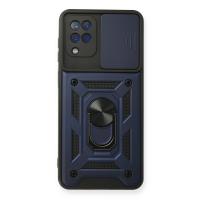 Newface Samsung Galaxy A12 Kılıf Pars Lens Yüzüklü Silikon - Lacivert