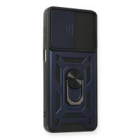 Newface Samsung Galaxy A12 Kılıf Pars Lens Yüzüklü Silikon - Lacivert