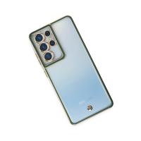 Newface Samsung Galaxy S21 Ultra Kılıf Liva Lens Silikon - Yeşil
