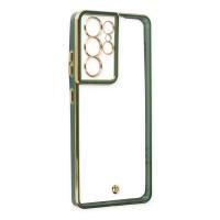 Newface Samsung Galaxy S21 Ultra Kılıf Liva Lens Silikon - Yeşil