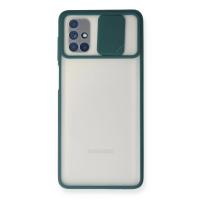 Newface Samsung Galaxy M51 Kılıf Palm Buzlu Kamera Sürgülü Silikon - Yeşil