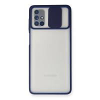 Newface Samsung Galaxy M51 Kılıf Palm Buzlu Kamera Sürgülü Silikon - Lacivert