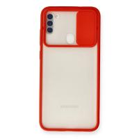 Newface Samsung Galaxy A11 Kılıf Palm Buzlu Kamera Sürgülü Silikon - Kırmızı