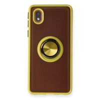 Newface Samsung Galaxy A01 Core Kılıf Montreal Yüzüklü Silikon Kapak - Sarı