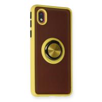 Newface Samsung Galaxy A01 Core Kılıf Montreal Yüzüklü Silikon Kapak - Sarı