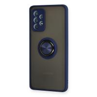 Newface Samsung Galaxy A72 Kılıf Montreal Yüzüklü Silikon Kapak - Lacivert