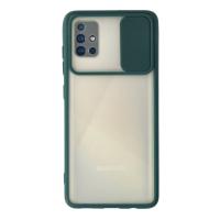 Newface Samsung Galaxy A71 Kılıf Palm Buzlu Kamera Sürgülü Silikon - Yeşil