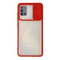 Newface Samsung Galaxy A71 Kılıf Palm Buzlu Kamera Sürgülü Silikon - Kırmızı