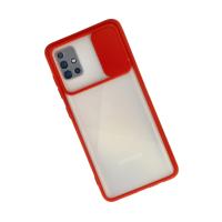 Newface Samsung Galaxy A71 Kılıf Palm Buzlu Kamera Sürgülü Silikon - Kırmızı